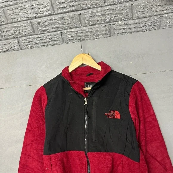 The North Face Mens Denali Full Zip Fleece Jacket Red Black‎ Mock Neck Medium