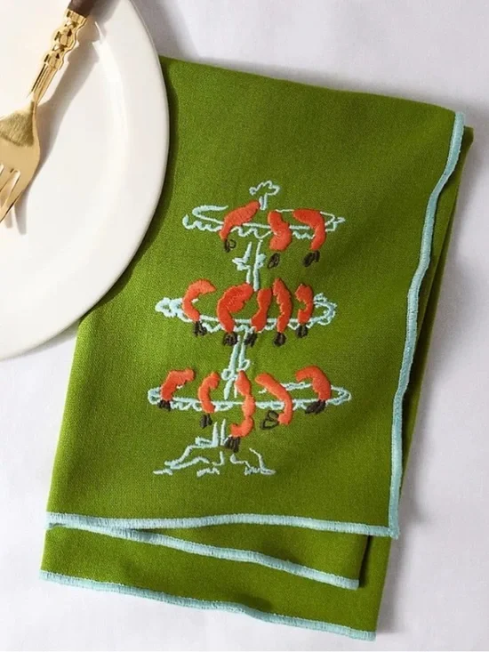 Set of 2 Shrimp Cocktail Napkins by Phthalo Ruth for Anthropologie