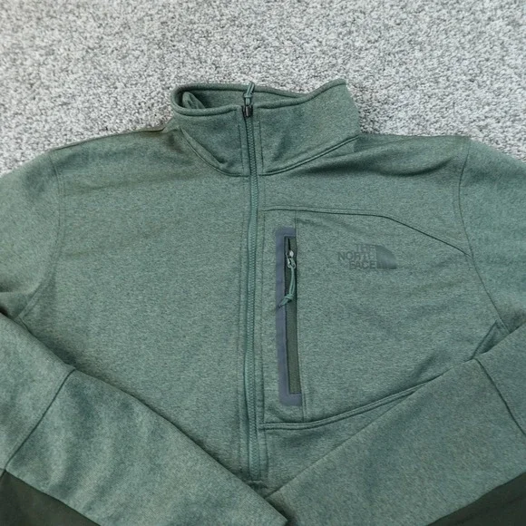 North Face Jacket Mens M Green Fleece 1/2 Zip Performance Outdoor Hiking Coat