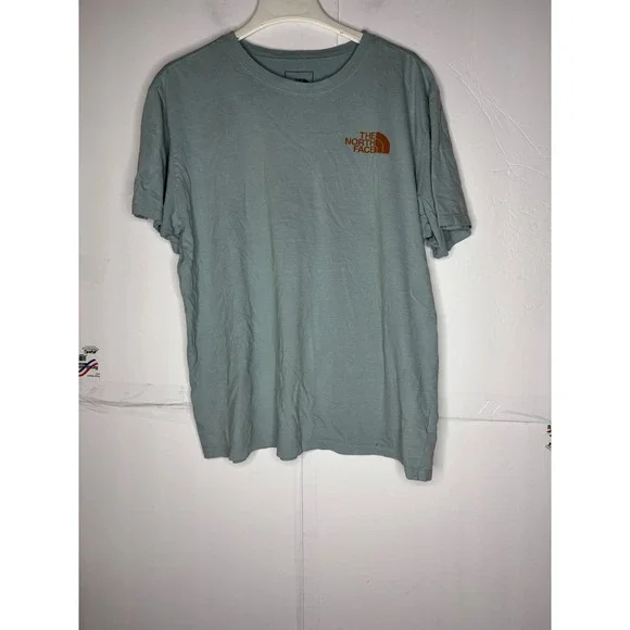The North Face‎ Mens XL Graphic T-Shirt Sage Green Blue Short Sleeve Logo Tee