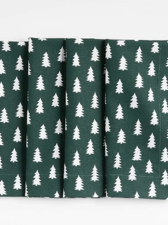 Crate & Barrel Green Trees Dinner Napkin, Set of 4