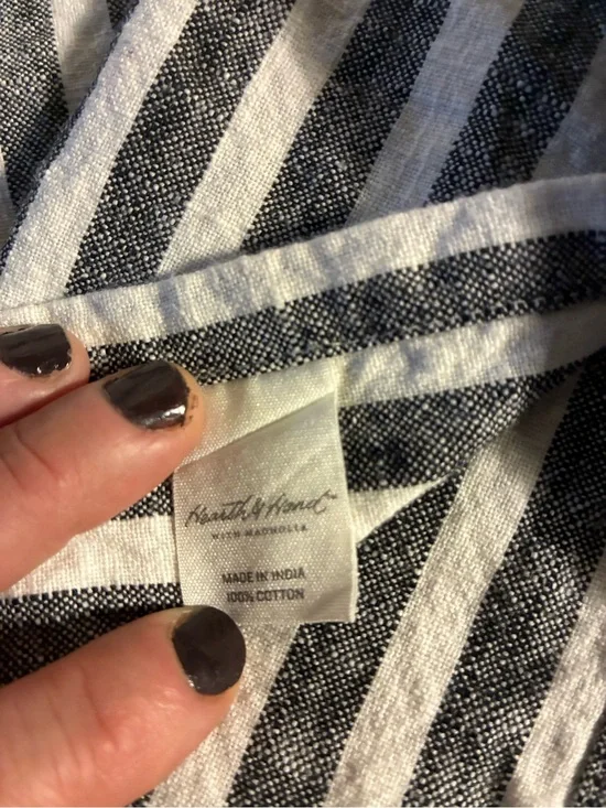Magnolia & World Market 3 Towels 100% Cotton NWOT Cream/Tan/Black/White Stripes