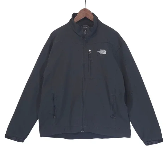 The North Face Mens Apex Bionic Softshell Jacket L Black Windproof Fleece Lined