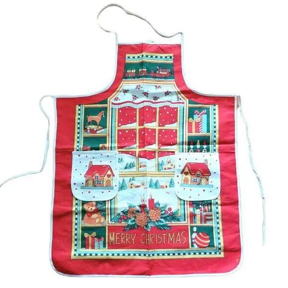 Vintage Merry Christmas Holiday Kitchen Apron by Unitex International Inc.