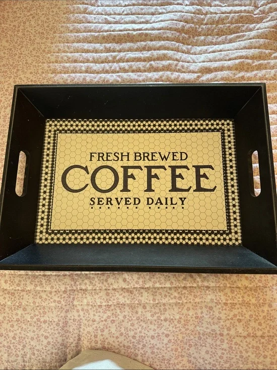 Fresh Brewed Coffee Black Serving Tray by