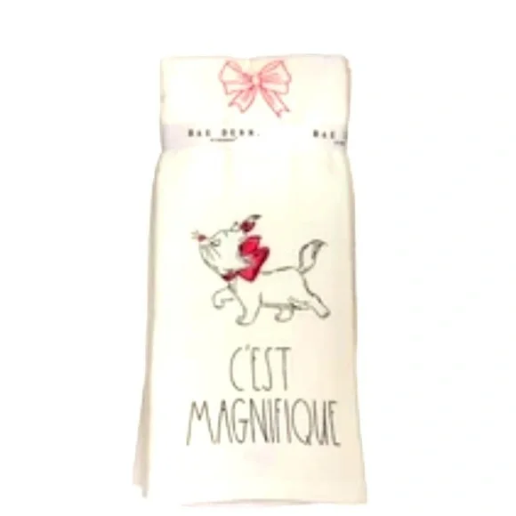 2 Pk Rae Dunn Disney Aristocats Marie C’est Magnifique Kitchen Towel Set NEW