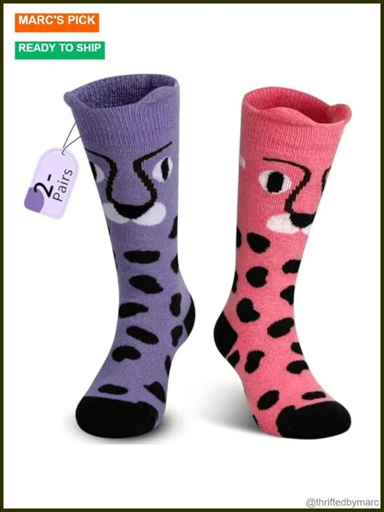 Kids Wool Ski Socks 2 Pairs Over the Calf Snowboard Thermal