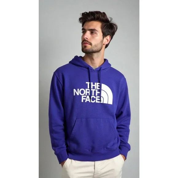 The‎ North Face Men's Blue Pullover Hoodie Size Large Fleece-Lined