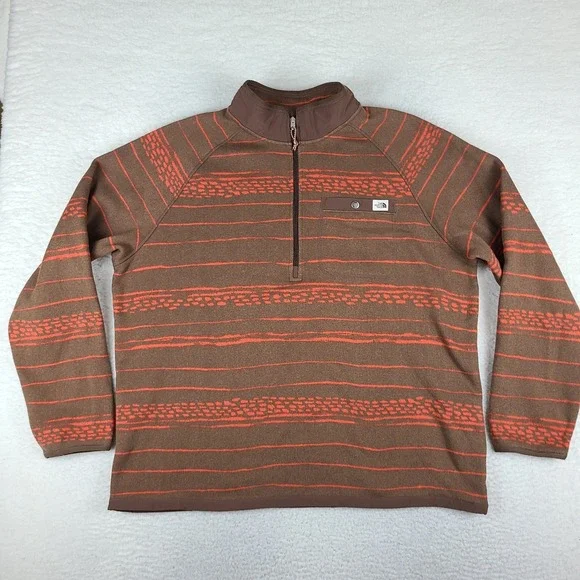The North Face Gordon Lyons Sweater Mens 2XL XXL Brown Orange Aztec Fleece
