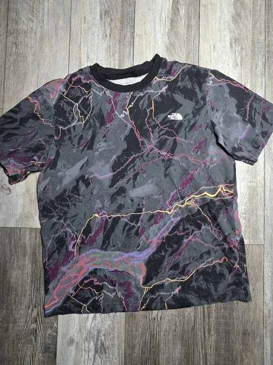 The North Face Men's AOP Trail-inspired 'Trail Glow' Graphic Tee Shirt Sz Lg