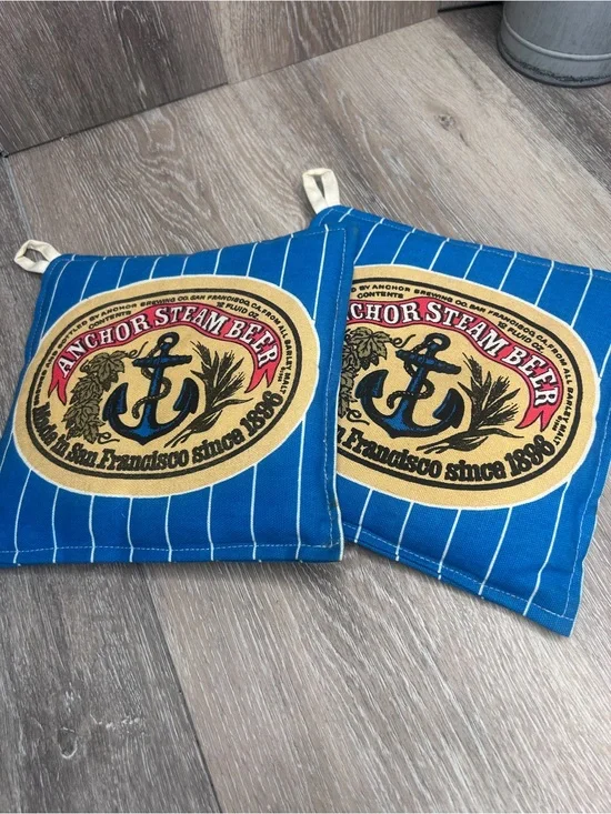 Vintage 1979 Anchor Steam Beer Pot Holders / Hot Pads – Set of 2