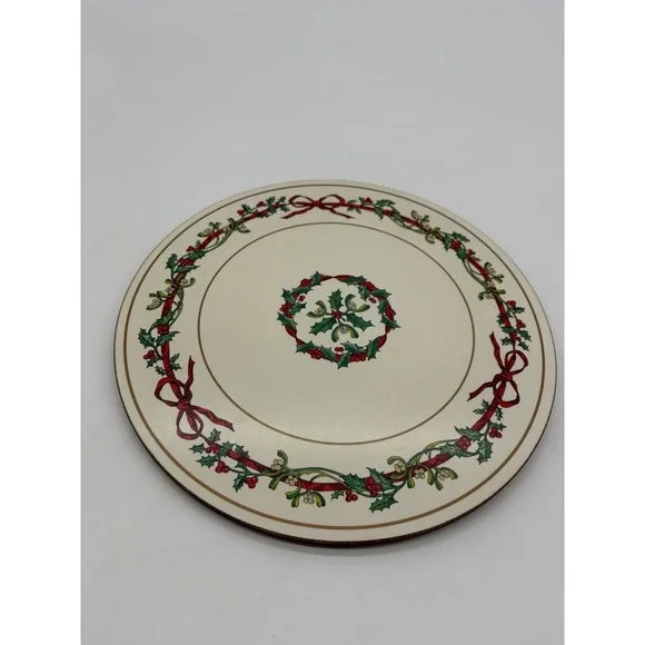 Royal‎ Worcester Holly Ribbons Round 10-Inch Cork-Backed Pot Holder