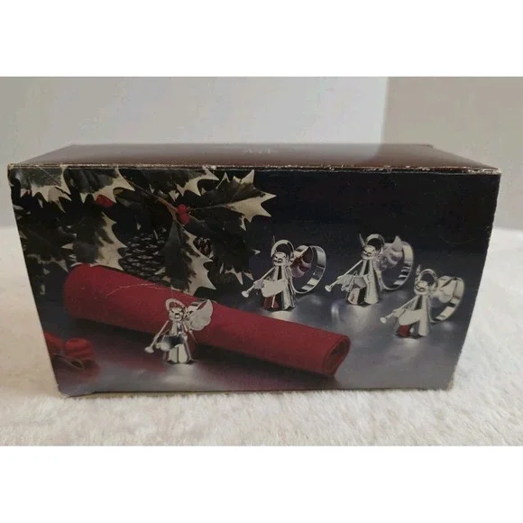 Set Of 4 Vintage Regal Silver Angel Napkin Holders‎ Rings Silver-Plated 1985