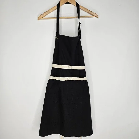 Le Creuset Chef's Apron‎ Black Canvas Adult Cooking Kitchen Excellent Condition