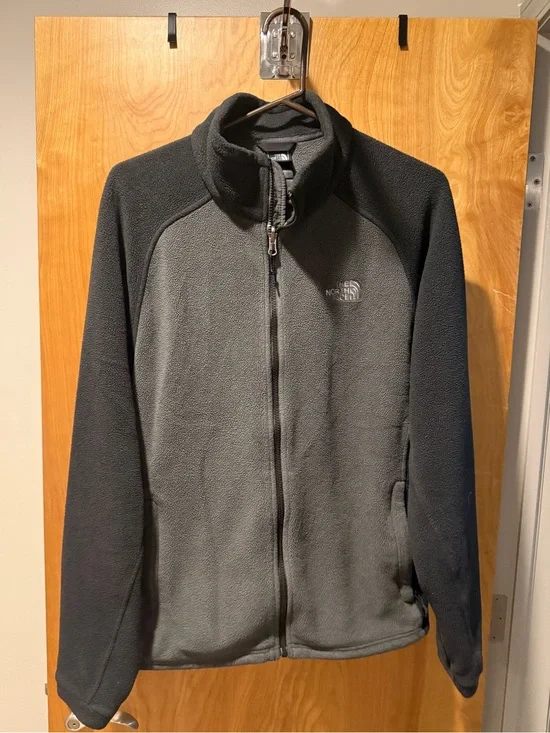 The North Face Charcoal Gray Fleece Jacket with Embroidered Logo
