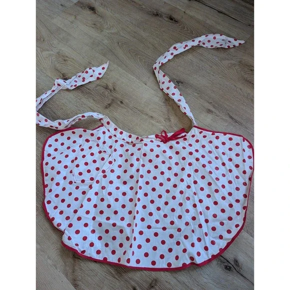 Retro‎ Valentine's Half Waist Kitchen Hostess Apron Red Polka Dots