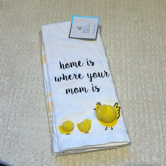NWT dish towel set - 2 towels yellow and white theme