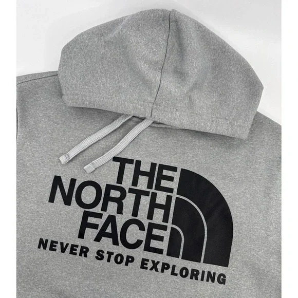 THE‎ NORTH FACE Men's Hoodie Medium Gray Fleece Black Logo Sweatshirt