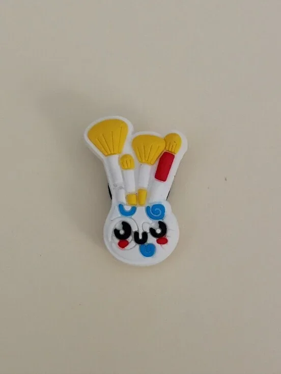 10 for $10 Jibbitz Croc Charm - Makeup Brushes Yellow Tipped In Designed Holder