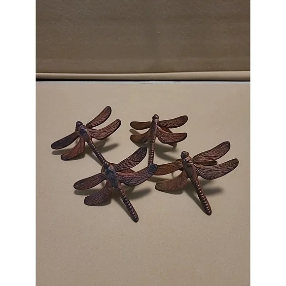 Vintage Rust Dragonfly Napkin Rings Metal Pier 1 Set Of 4