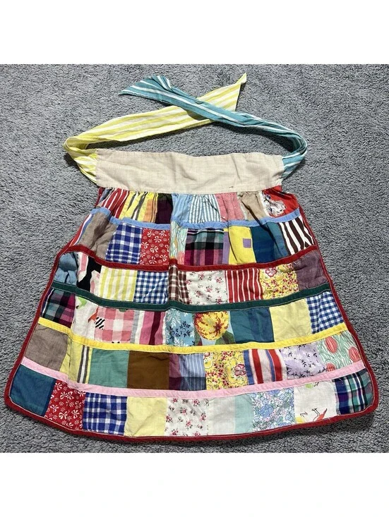 Vintage Handmade Patchwork Half Apron Cottage Farmgirl Country Small Wmn / Youth