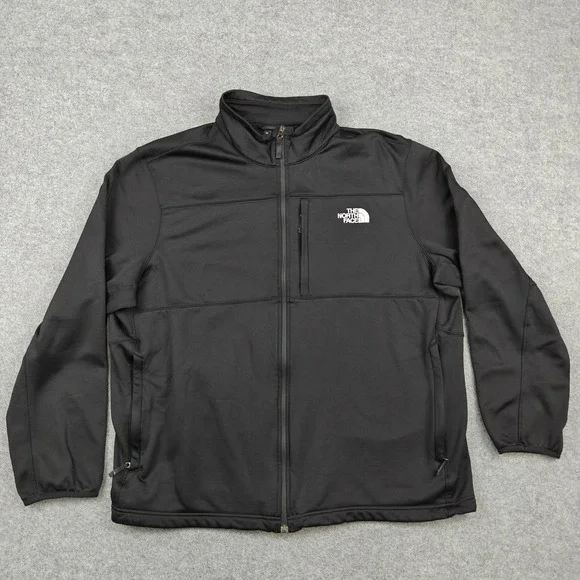 The‎ North Face Jacket Mens 2XL Black Softshell Fleece Lined Full Zip Hiking