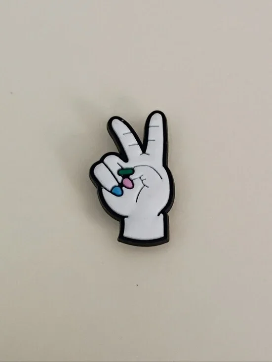 10 for $10 Jibbitz Croc Charm - Green Pink Blue Nails Woman's Hand Peace Symbol