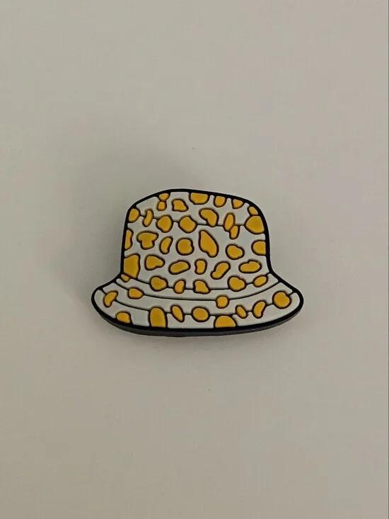 10 for $10 Jibbitz Croc Charm - Yellow Animal Print Fedora Style Hat