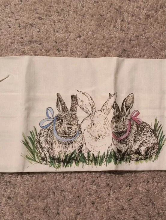 Williams Sonoma Easter Bunny Kitchen Towel Set of 2 Spring Vintage Discontinued