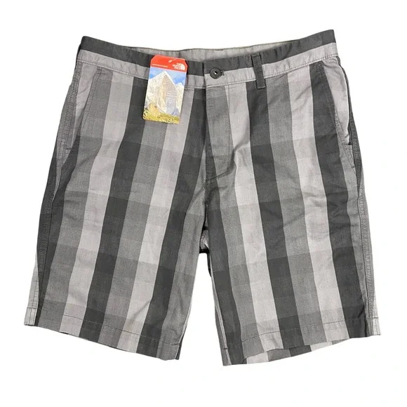 New The North Face Narrows Plaid Shorts Mens 34 Grey Cotton Plaid Gorpcore $59