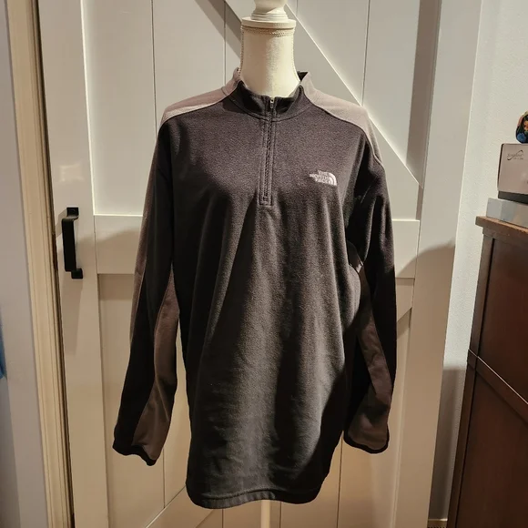 The North Face Men's Black and Gray Half-Zip Jacket Xl