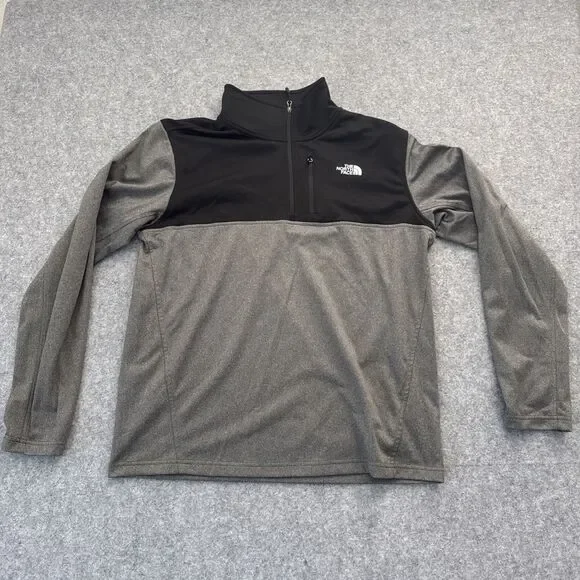 The North Face Quarter Zip Pullover Men's Large Gray Black Jacket Pullover Soft