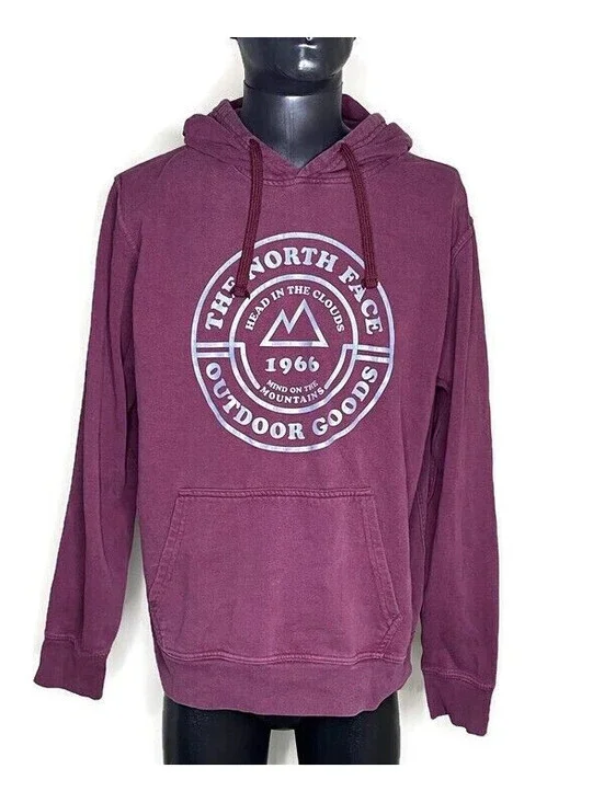 The North Face Outdoor Goods Burgundy Pull Over Hoodie Sweatshirt Mens Size L