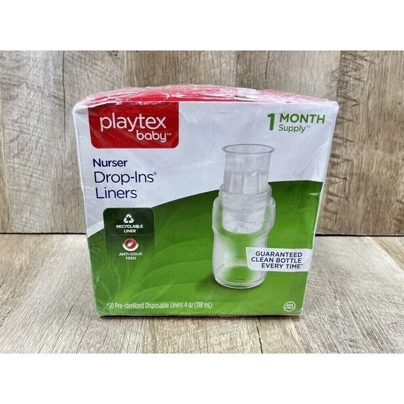 Playtex Baby Drop-Ins Liners 4 oz 150 Pre-Sterilized 1 Month Disposable Sealed