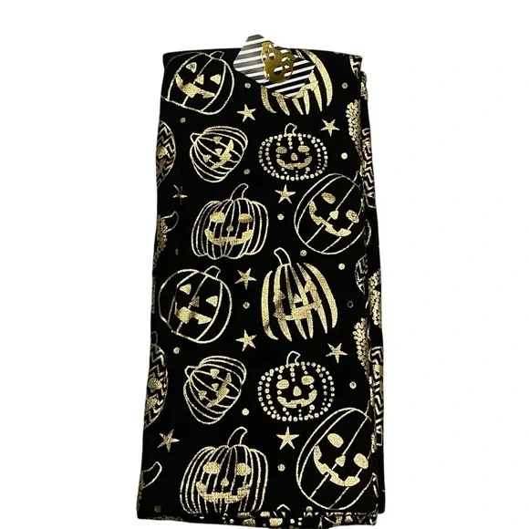 NWT Gramercy Studio Black and Gold Pumpkin Towel Set of 2