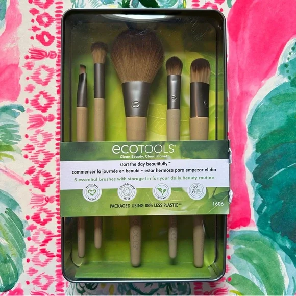Ecotools Start the Day Beautifully Kit Makeup Brush Set 5 Brushes and Tin Gift