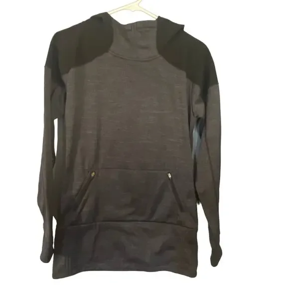 The North Face Black & Gray Hooded Pullover Cowl Neck Sweatshirt Mens Sz S