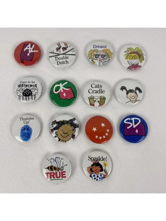 Lot of 14 VTG American Girl Grin Pins--Pleasant Company 1990s Collectibles Lot B