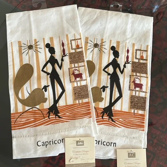 Capricorn zodiac Astrology girls Kitchen Towels Set of 2 NWT