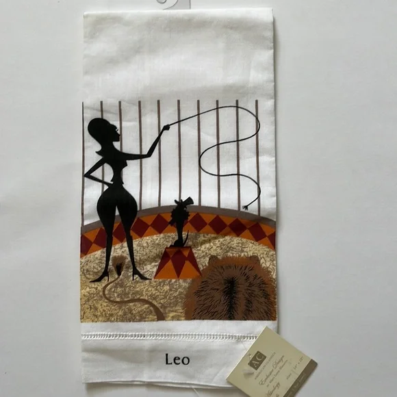 Leo Zodiac Kitchen Towel — #Astrology Girls Circus Lion Tamer, NWT
