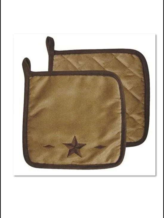Brand New HiEnd Accents Western Star Pot Holders, Pair, 6.7