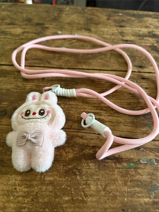 Pink Plush Bunny Crossbody Strap Bag Charm