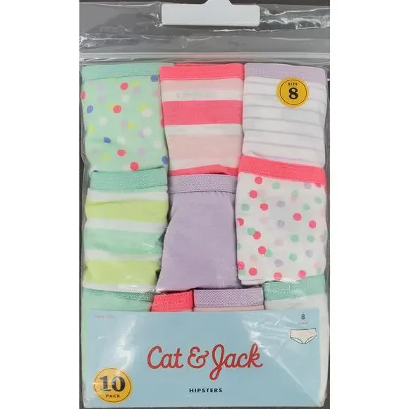 Cat & Jack Girls Size 8 Cotton Hipster 10 Pack New‎