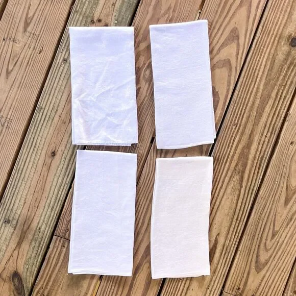 Antique 1920s Cotton Linen Napkins w/ Peony Pattern - Soft & Elegant - Set of 4