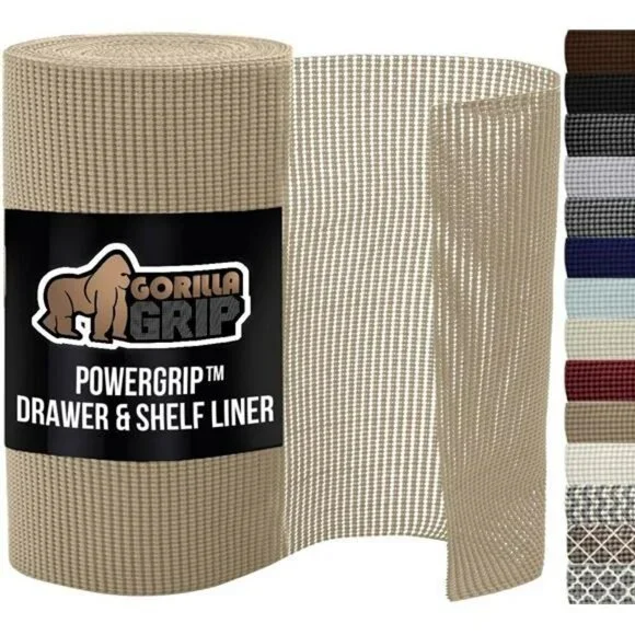 Beige Non Slip Shelf Liner 12 x 20 Feet Drawer Cabinet Liner Kitchen Storage Mat