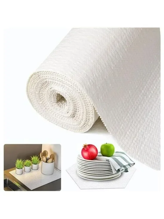 White Non Slip Shelf Liner Drawer Cabinet Liner Waterproof Kitchen Storage Mat