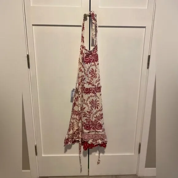 April Cornell Full Apron With Floral Antique Design Ruffled Bottom