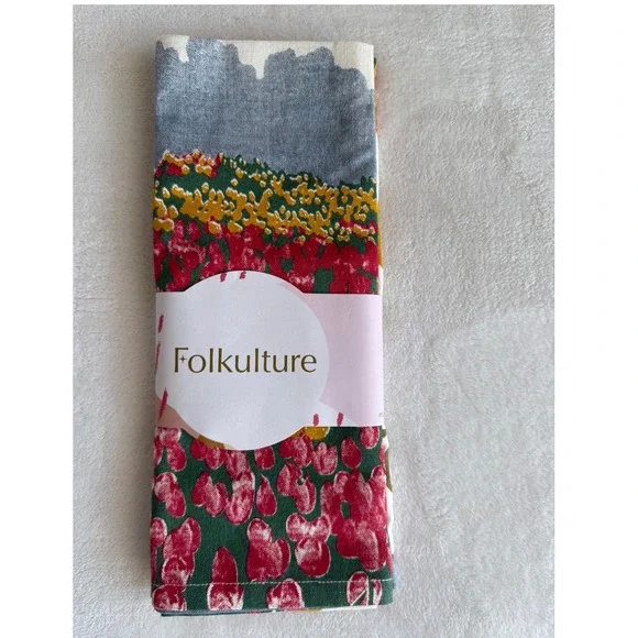 NWT Folkulture Set of 3 Kitchen Towels Cloths‎ Colorful Print Cottagecore Floral