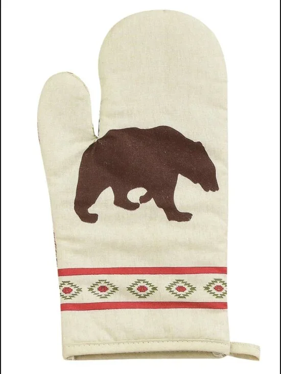 Brand New HiEnd Accents/Paseo Road Aztec Bear Oven Mitt/Potholder Set (2)