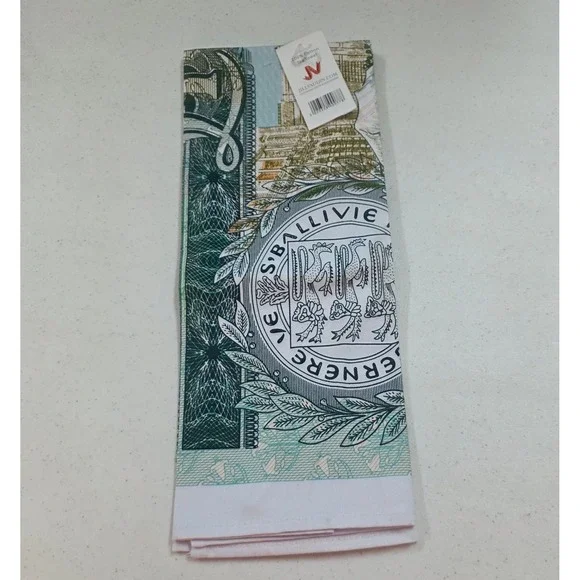 Jill Vaudin Guernsey One Pound Banknote Specimen Cotton Tea Towel New